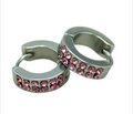 Pink Spark Halo Creolen Edelstahl mit rosafarbenen Kristallen – Ø 15 mm, 5 mm