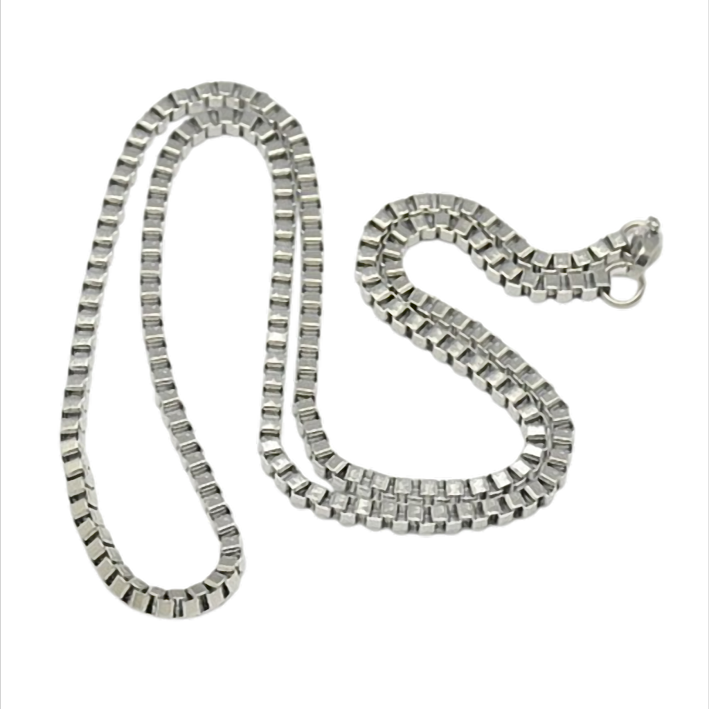 Torino Cube Venezianerkette aus Edelstahl – 3 mm stark – 50, 55 oder 60 cm