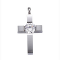 Crystal Faith Steel Kreuz-Anhänger aus Edelstahl mit Zirkonia – 25 × 13 × 6,5 mm