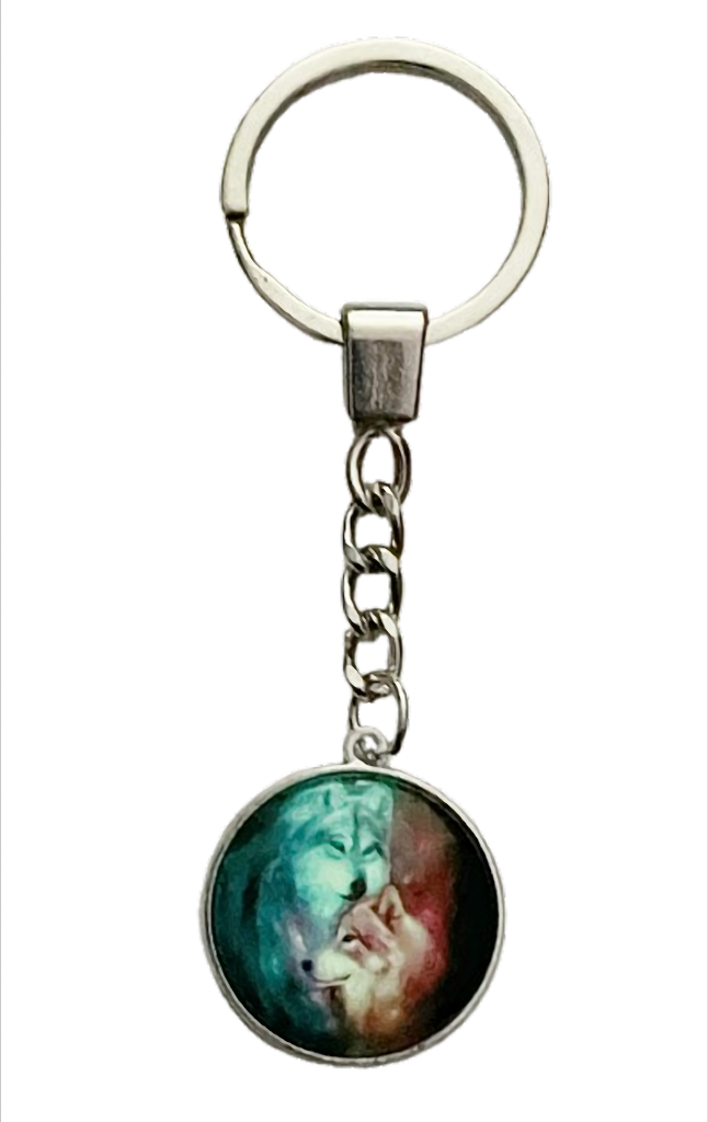 Moonlight Wolf Bond Schlüsselanhänger Wolf Motiv – Cabochon Anhänger Ø 25 mm