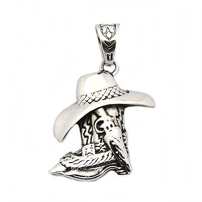 Anhänger Kettenanhänger aus Edelstahl Cowboystiefel mit Cowboyhut und Colt