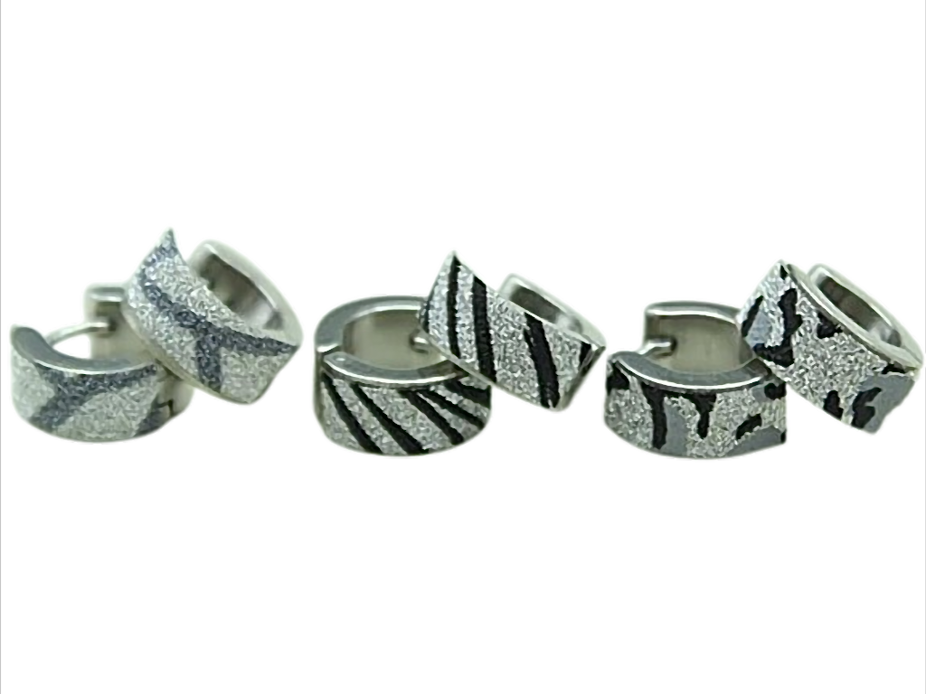 Klappcreole, Edelstahl, silber mit Glitter, farblich gemischt,12 Paar