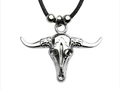 Büffelkopf Longhorn Kette mit Anhänger am Wachsband