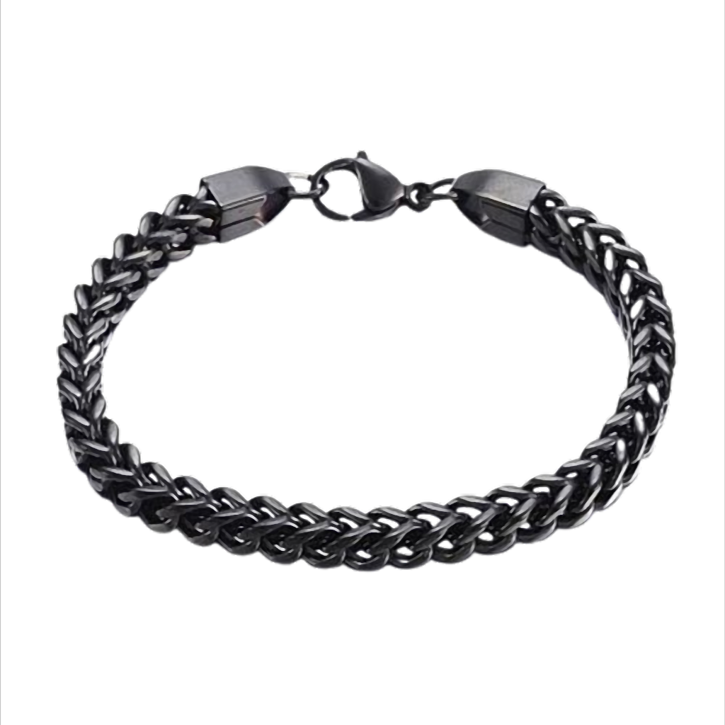 Black Royal Steel Königsketten-Armband aus Edelstahl schwarz – 21 cm – 6 × 6 mm