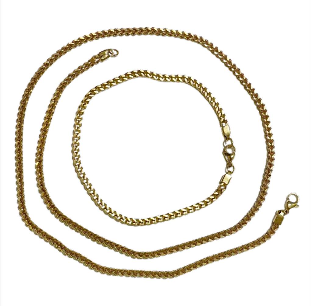 GoldenPanzer Schmuckset Panzerkette & Armband aus Edelstahl goldfarben – 60 / 21
