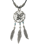 Traumfänger Kette mit Adler und Federn am Wachsband