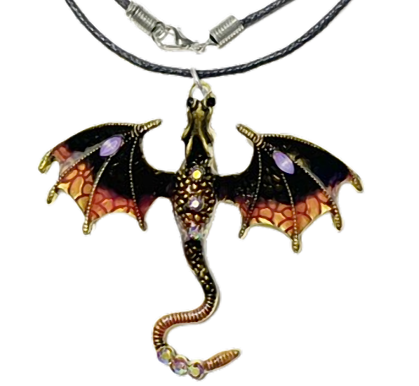 Kette Halskette Modeschmuck mit Anhänger Drachen Dragon verschiedene Farben