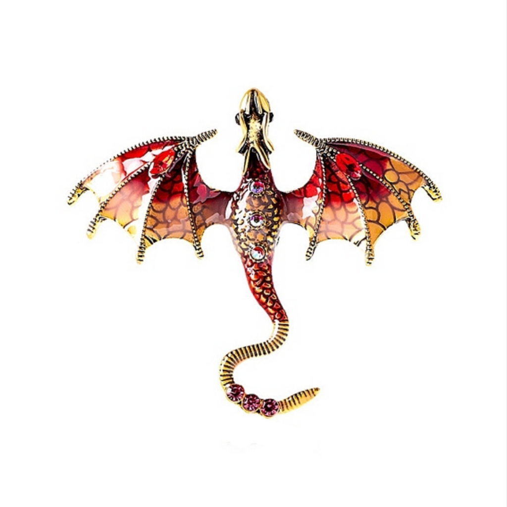Mystische Anstecknadel Brosche Drachen Dragon verschiedene Farben