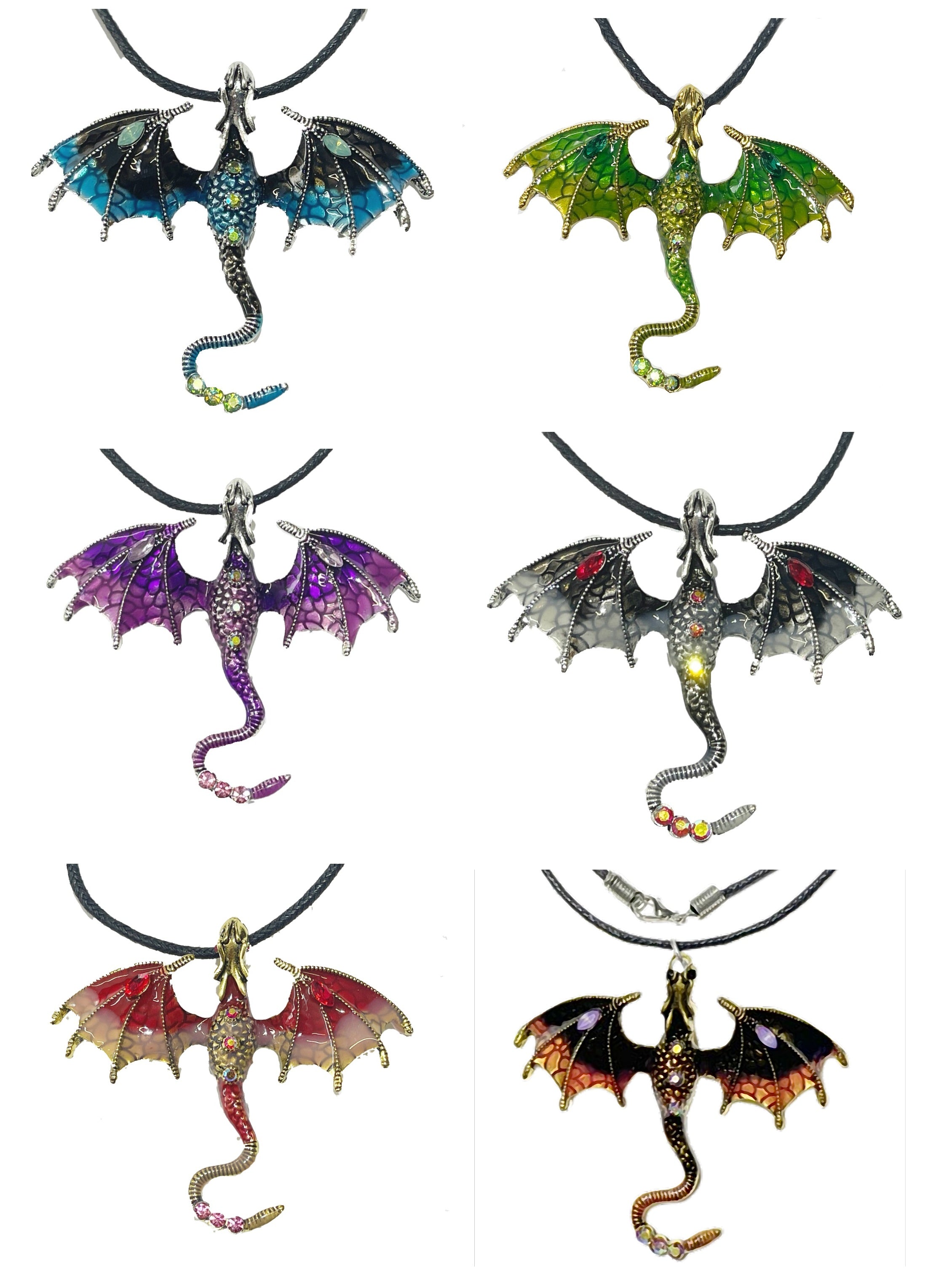 Kette Halskette Modeschmuck mit Anhänger Drachen Dragon verschiedene Farben