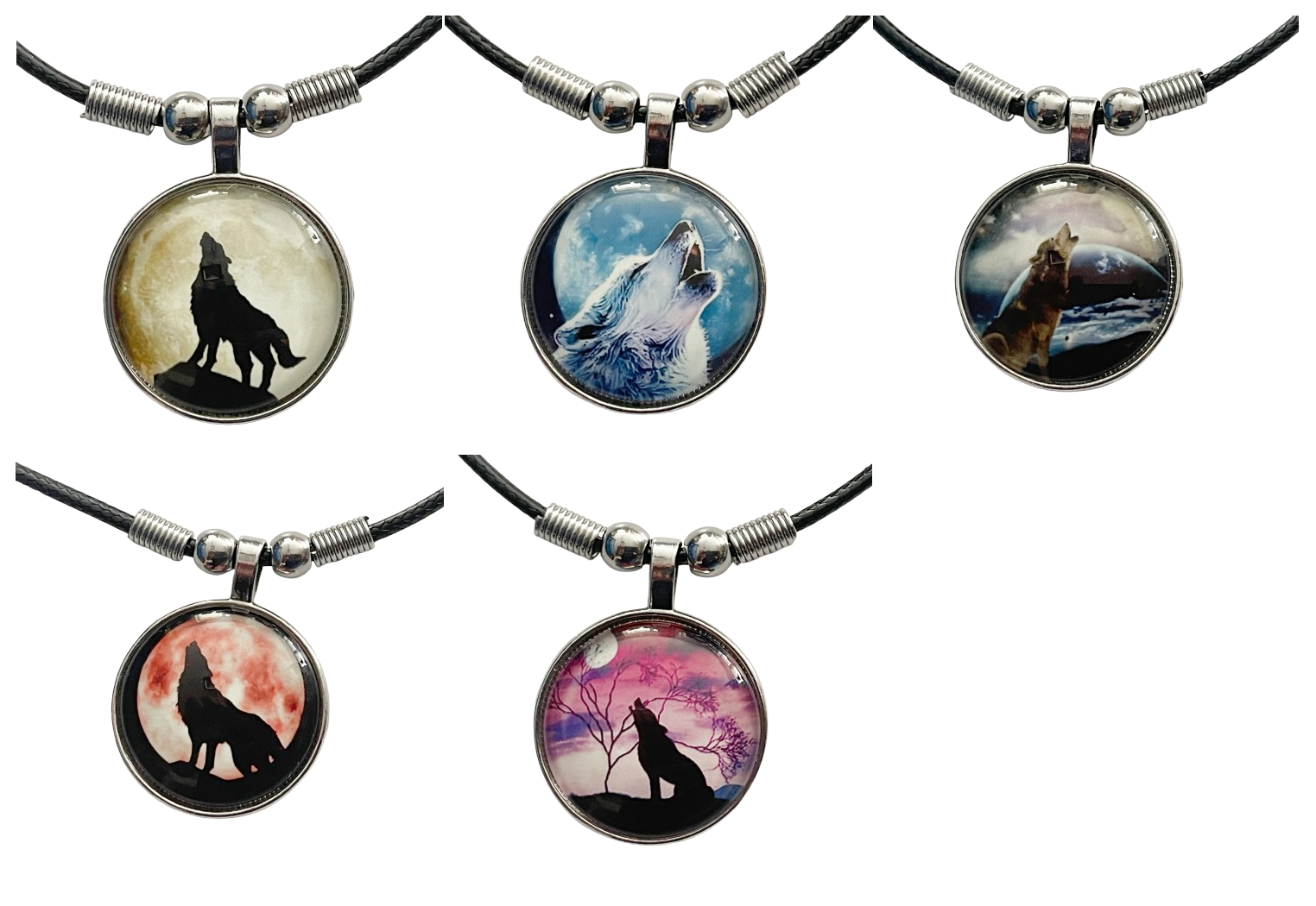 Lunar Wolf Spirit  Kette mit Wolf Motiv – Cabochon Anhänger