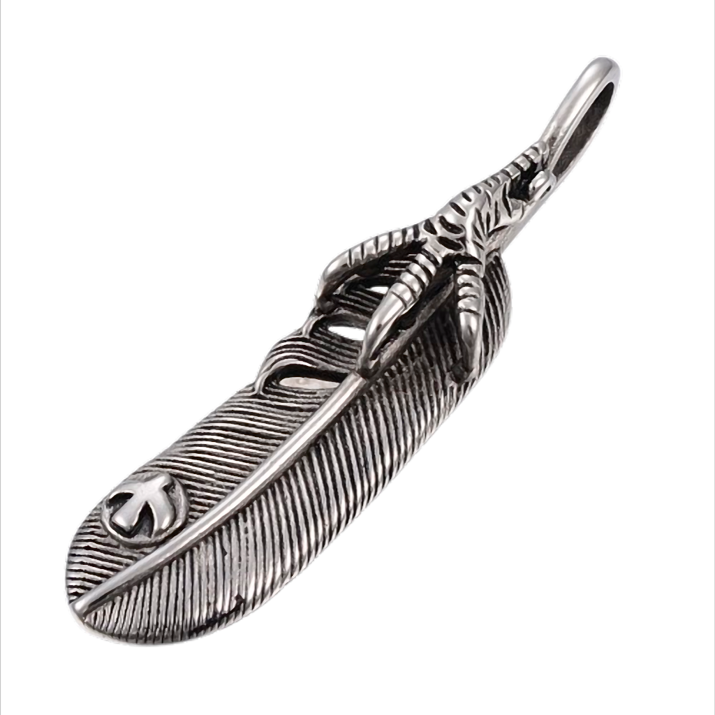 Rabenfeder der Stürme - Edelstahl Kettenanhänger – 6,8 x 1,7 cm