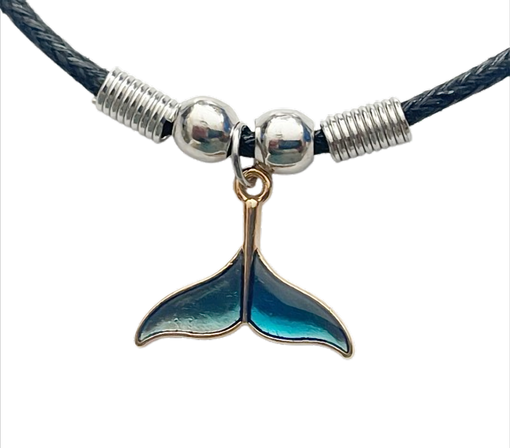 Walflosse Blau am Wachsband – 48 cm