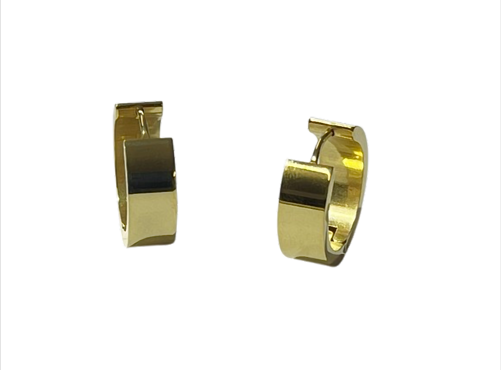 Golden Edge  Creolen Edelstahl goldfarben, eckiges Design – Ø 20 mm, 6 mm breit
