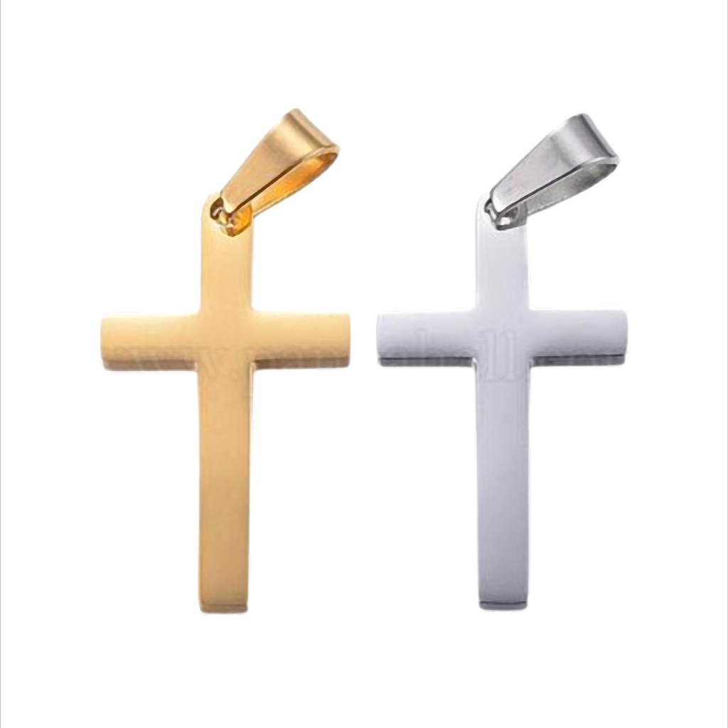 Pure Line Cross Schlichter Kreuz-Anhänger aus Edelstahl – 28 × 15,5 × 1,9 mm