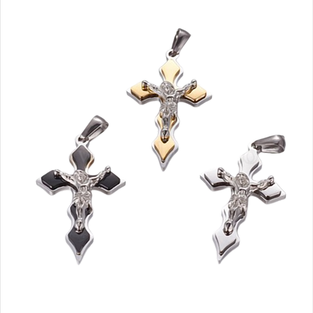 Sacred Contrast Cross Kreuz-Anhänger mit Christusfigur aus Edelstahl