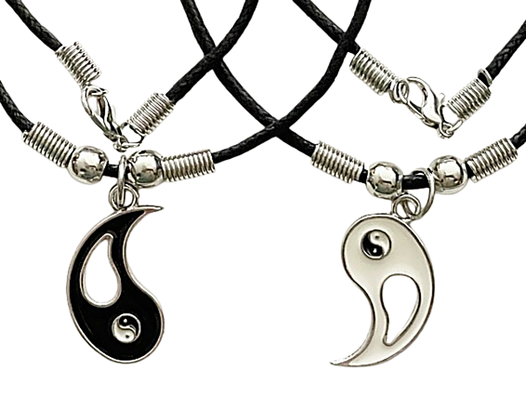 Geteiltes Yin-Yang Anhänger am Wachsband – 48 cm
