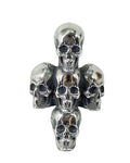 Ring Fingerring Edelstahl 5 Totenköpfe als Kreuz Totenkopf Skull Biker Rocker