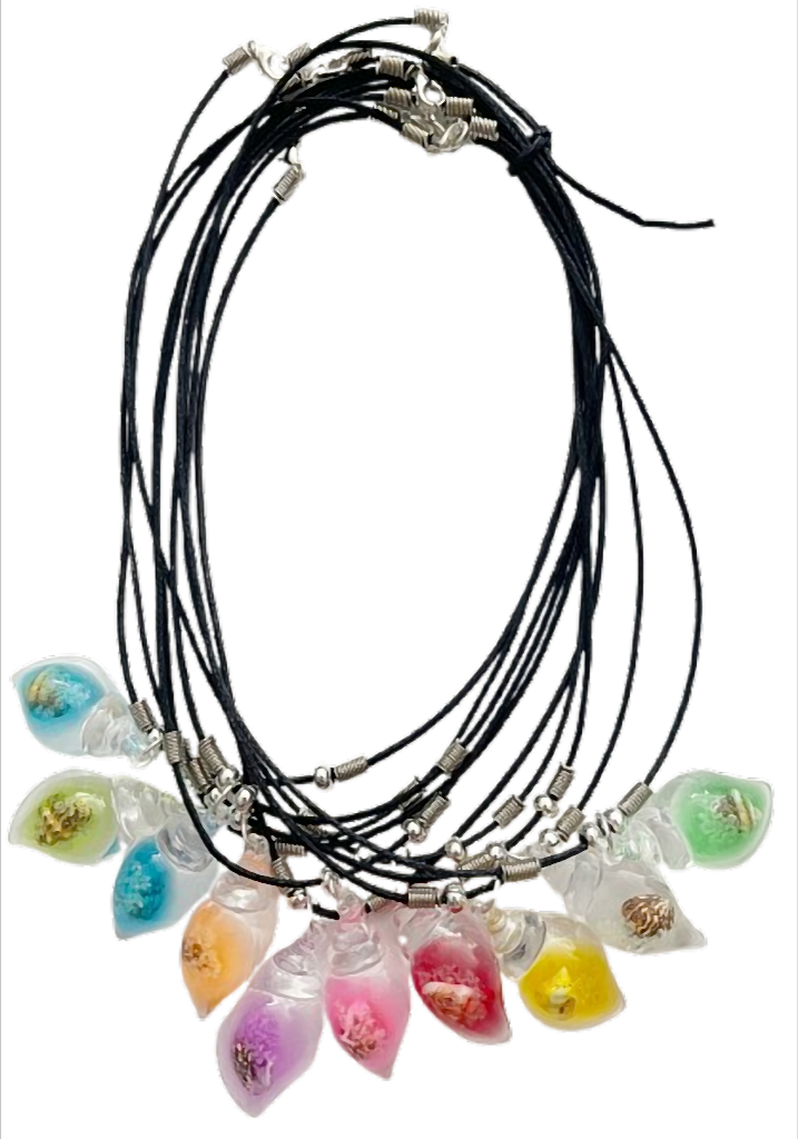 Leuchtende Muscheln, transparent, gemischte Farben, ca. 3,5 x 1,9 cm