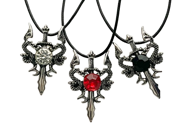 Schwert mit Drachen und Schmuckstein am Wachsband