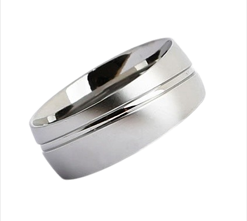 Steel Line  Ring Bandring Partnerringmit Mittelrille aus Edelstahl, 8 mm breit