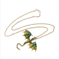 Drachenwächter Amulett Kette mit großem Drachenanhänger, 5 Farben