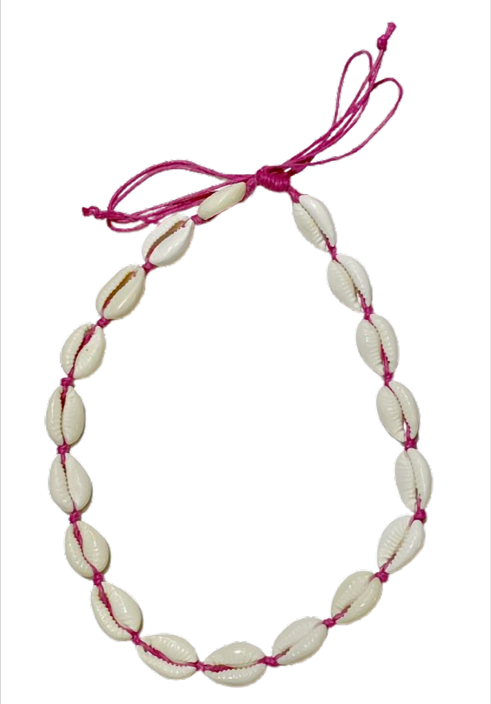 Ocean Spirit Shells Muschelkette Kauri Muscheln auf Wachsband Schwarz Blau Pink