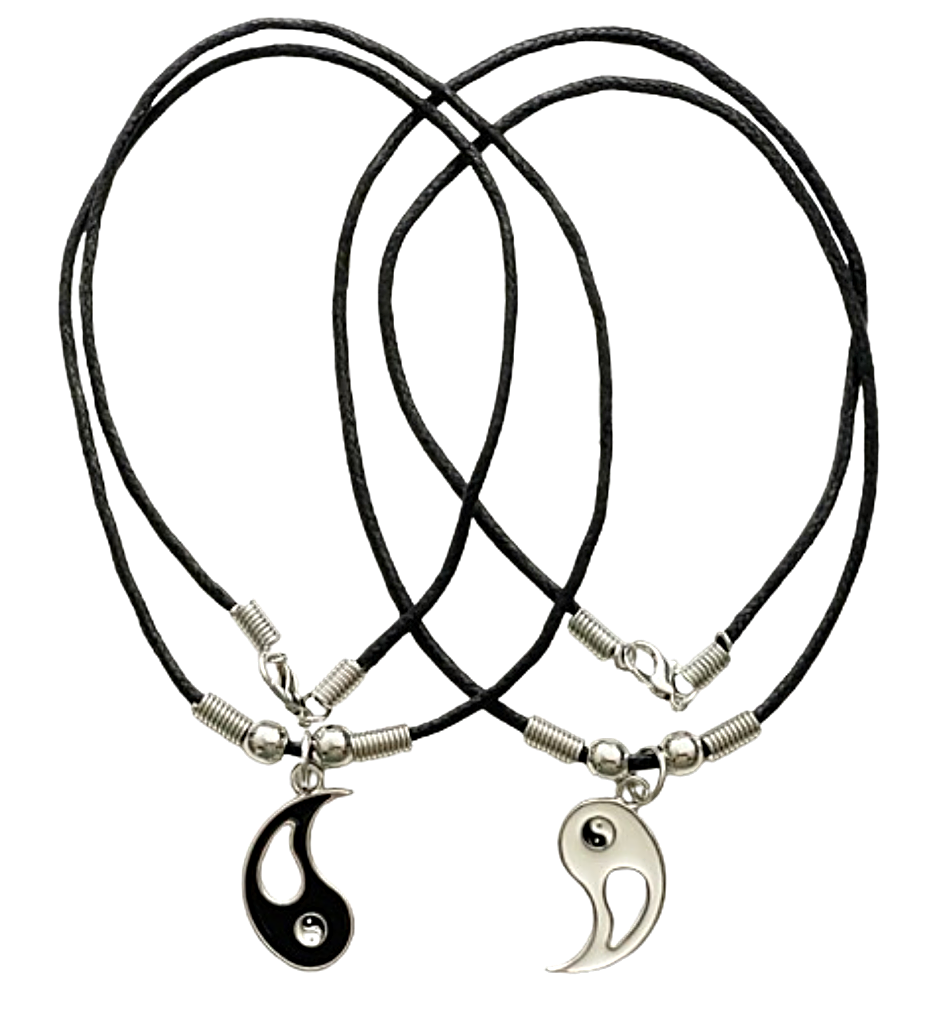 Geteiltes Yin-Yang Anhänger am Wachsband – 48 cm