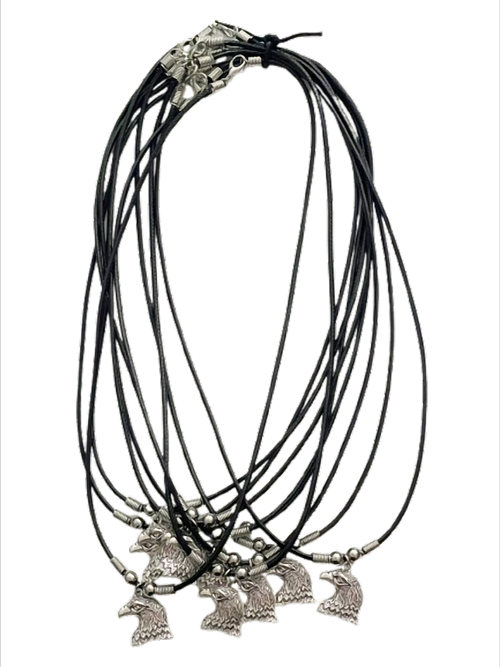 Adlerkopf Kette mit Anhänger am Wachsband