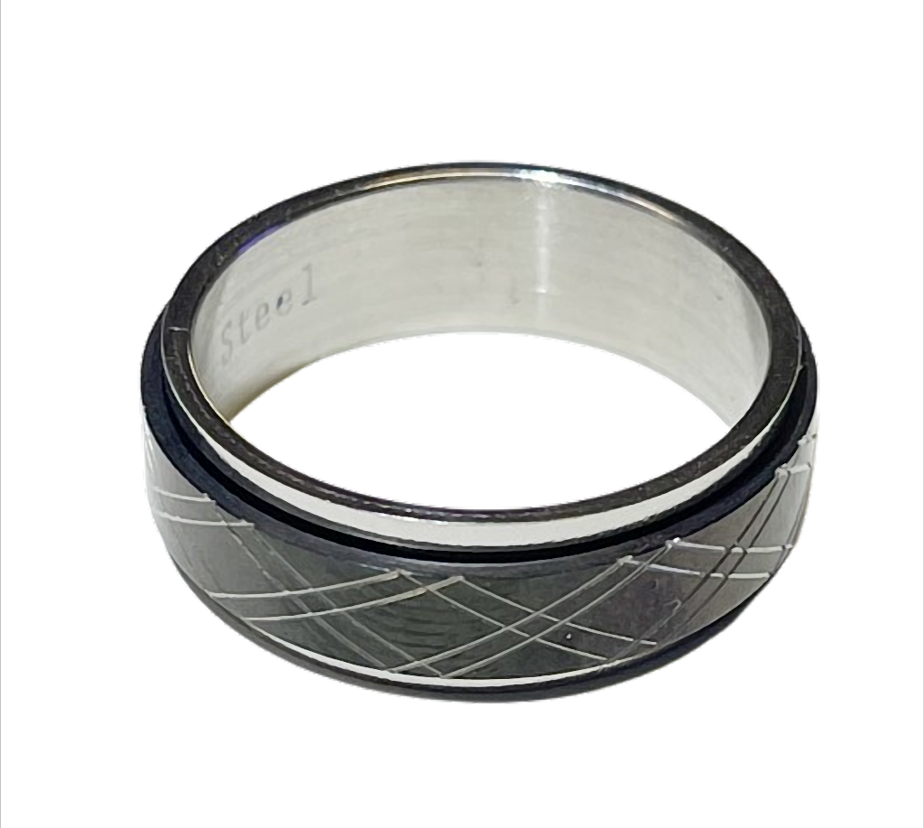 Urban Orbit Spinner Bandring Dreh-Ring mit Gravurlinien 8 mm breit