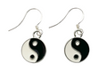 Yin Yang Ohrringe Ohrhänger 925 Silber – emailliert – Ø 10 mm