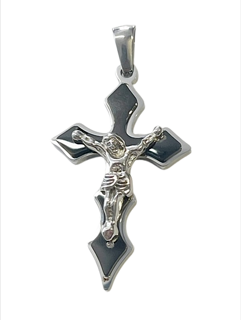 Sacred Contrast Cross Kreuz-Anhänger mit Christusfigur aus Edelstahl