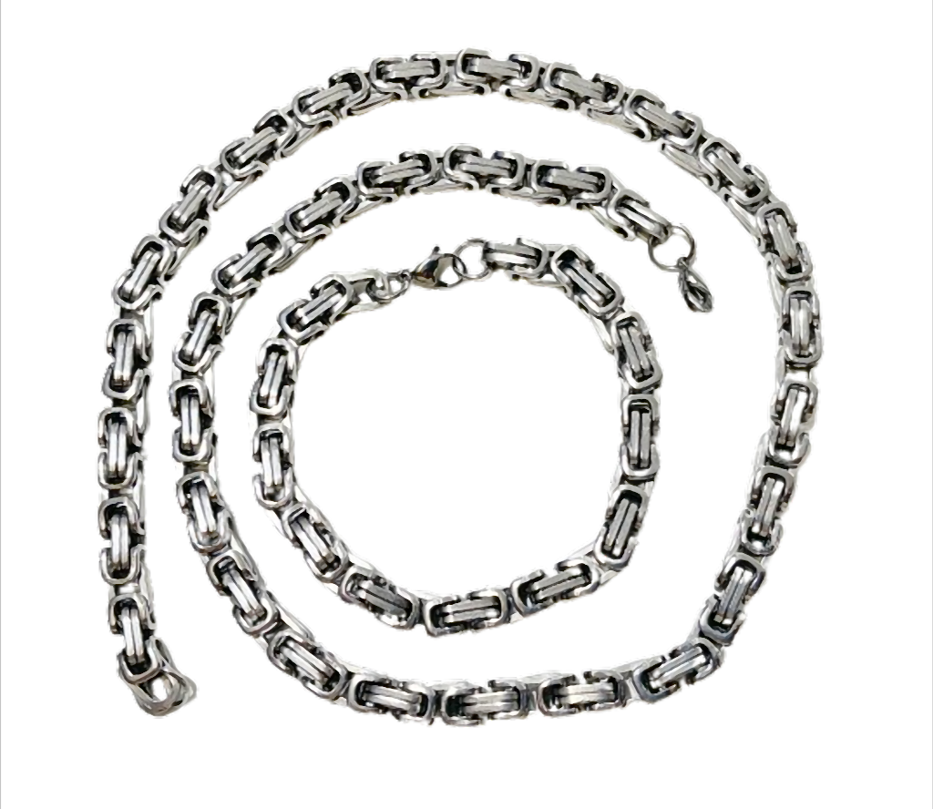 TitanLink Royal Set Schmuckset Edelstahl Königskette 60 cm & Armband 24 cm