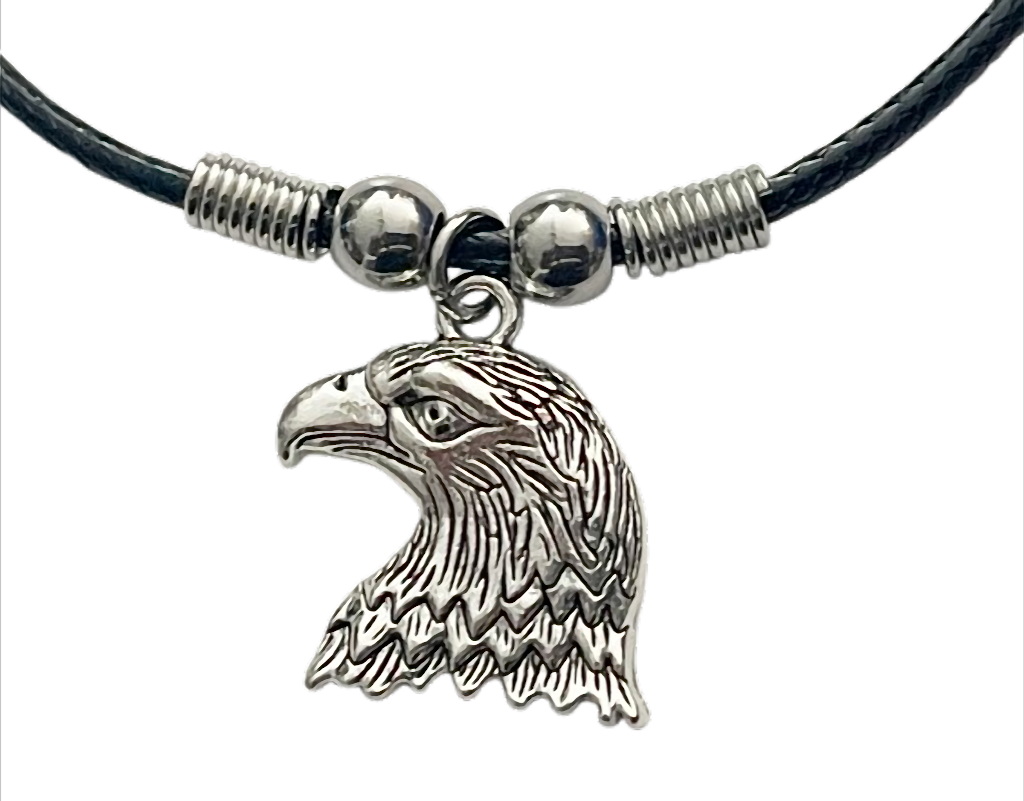 Adlerkopf Kette mit Anhänger am Wachsband