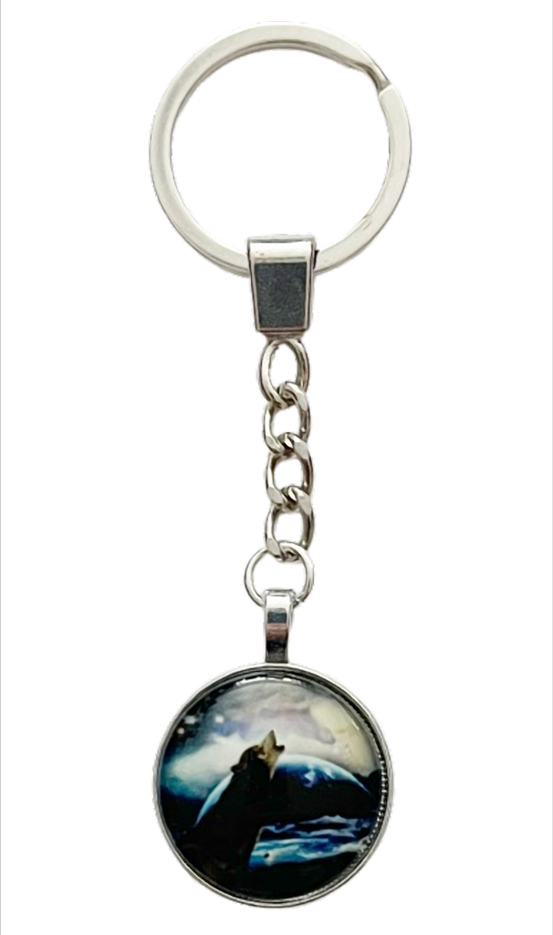 Moon Wolf Collection Schlüsselanhänger Wolf Motiv – 5 Varianten – Ø 26 mm – Läng