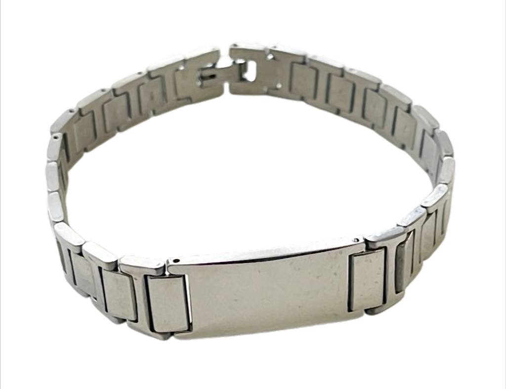 Titan Line ID Edelstahl-Armband mit Gravurplatte – 21,5 cm – 10 mm breit