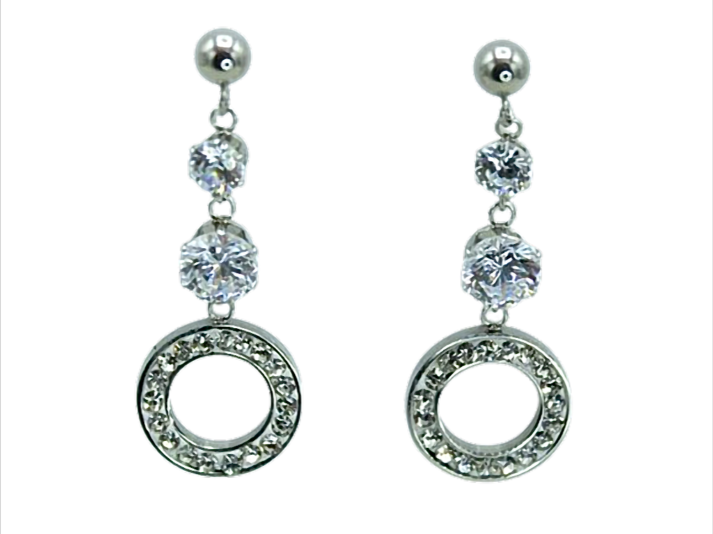 Crystal Orbit Elegance Ohrstecker mit Kristallen & Strass-Ring – Edelstahl 40 mm