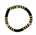 Heishi Armband aus Kokos – Stretch schwarz/Natur