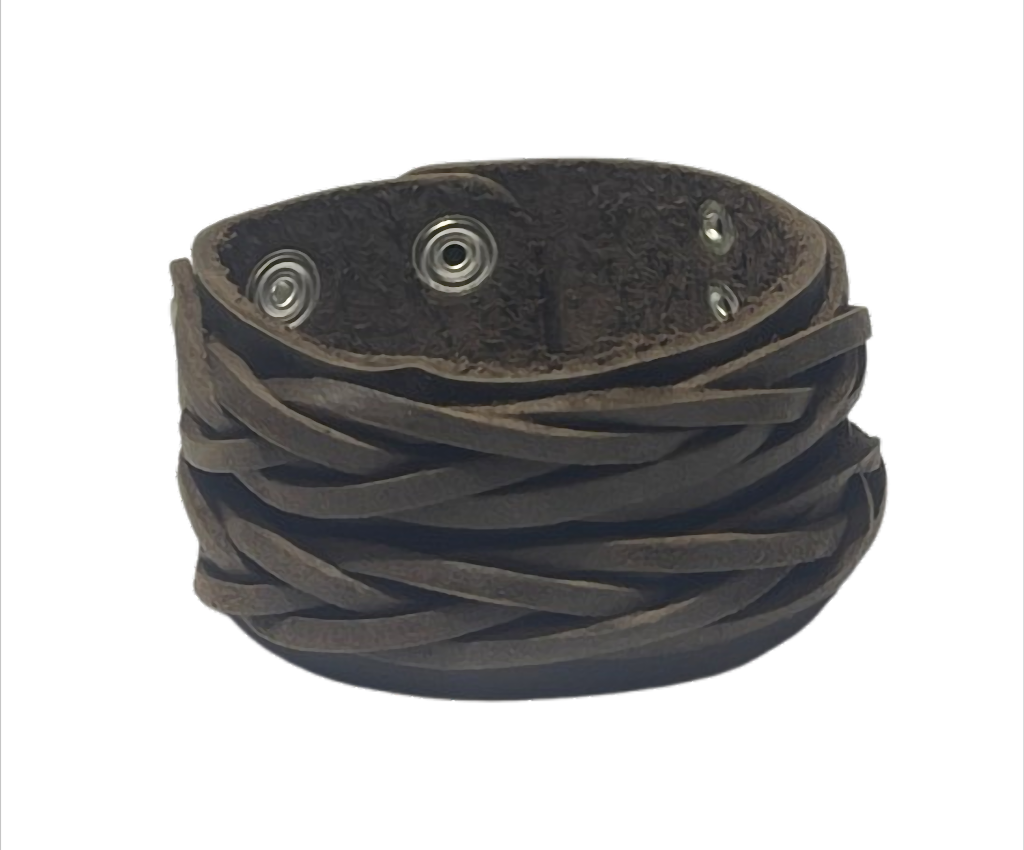 Nordic Wrap Breites Lederarmband geflochten – verstellbar