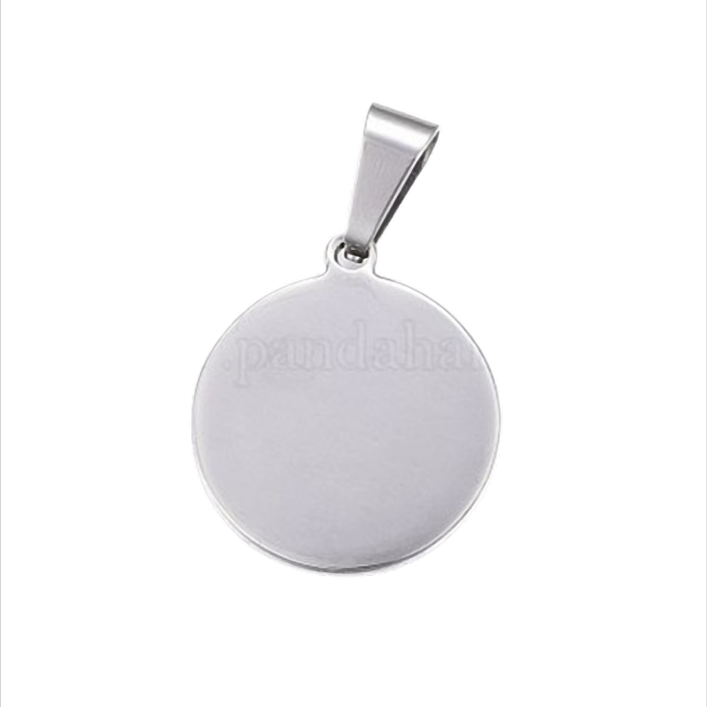 Angel Coin Steel Runder Engel-Anhänger aus Edelstahl – 28,5 × 25 × 3 mm