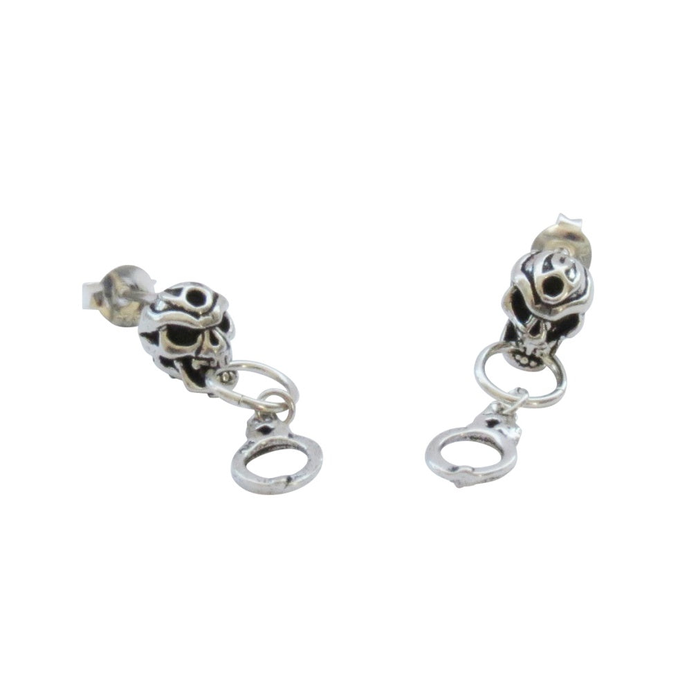 1 Paar Ohrstecker Totenkopf mit Handschellen aus 925er Sterling Silber