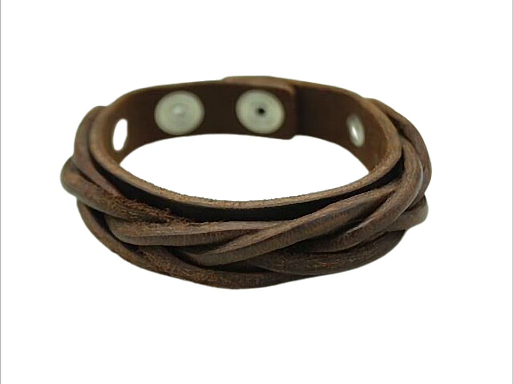 Nordic Weave Lederarmband geflochten, verstellbar – 1,5 cm breit