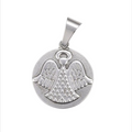 Angel Coin Steel Runder Engel-Anhänger aus Edelstahl – 28,5 × 25 × 3 mm