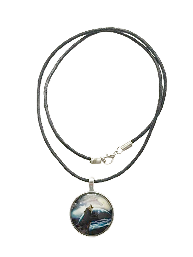 Lunar Wolf Spirit  Kette mit Wolf Motiv – Cabochon Anhänger